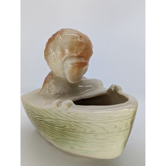 Vintage Shawnee 736 USA Ceramic Planter Lamb in Row Boat Baby Animal - Picture 6 of 11